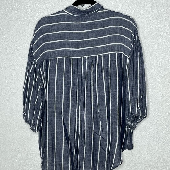 Rain Striped Viscose Button Down Top Sz Ly - Picture 3 of 5